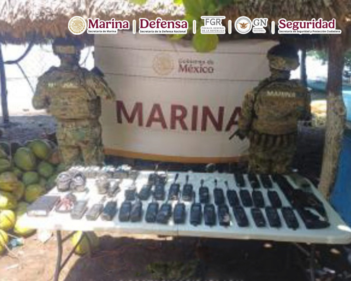 MARINA Y POLICÍA ESTATAL ASEGURAN PRESUNTA DROGA Y COMBUSTIBLE DURANTE CATEOS EN CHIAPAS